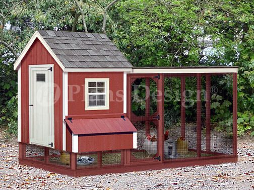 Two-in-One  Backyard Chicken Coop Plans with Kennel / Run, Design # 60410GL