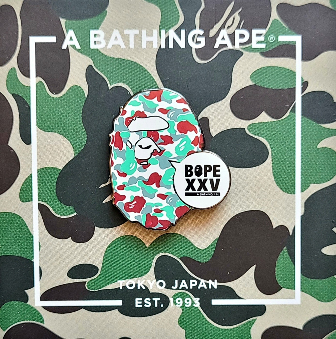 ⚡RARE⚡ PINTRILL x A BATHING APE Ape Head Bape Pin *BRAND NEW* LE TOKYO JAPAN 🐵