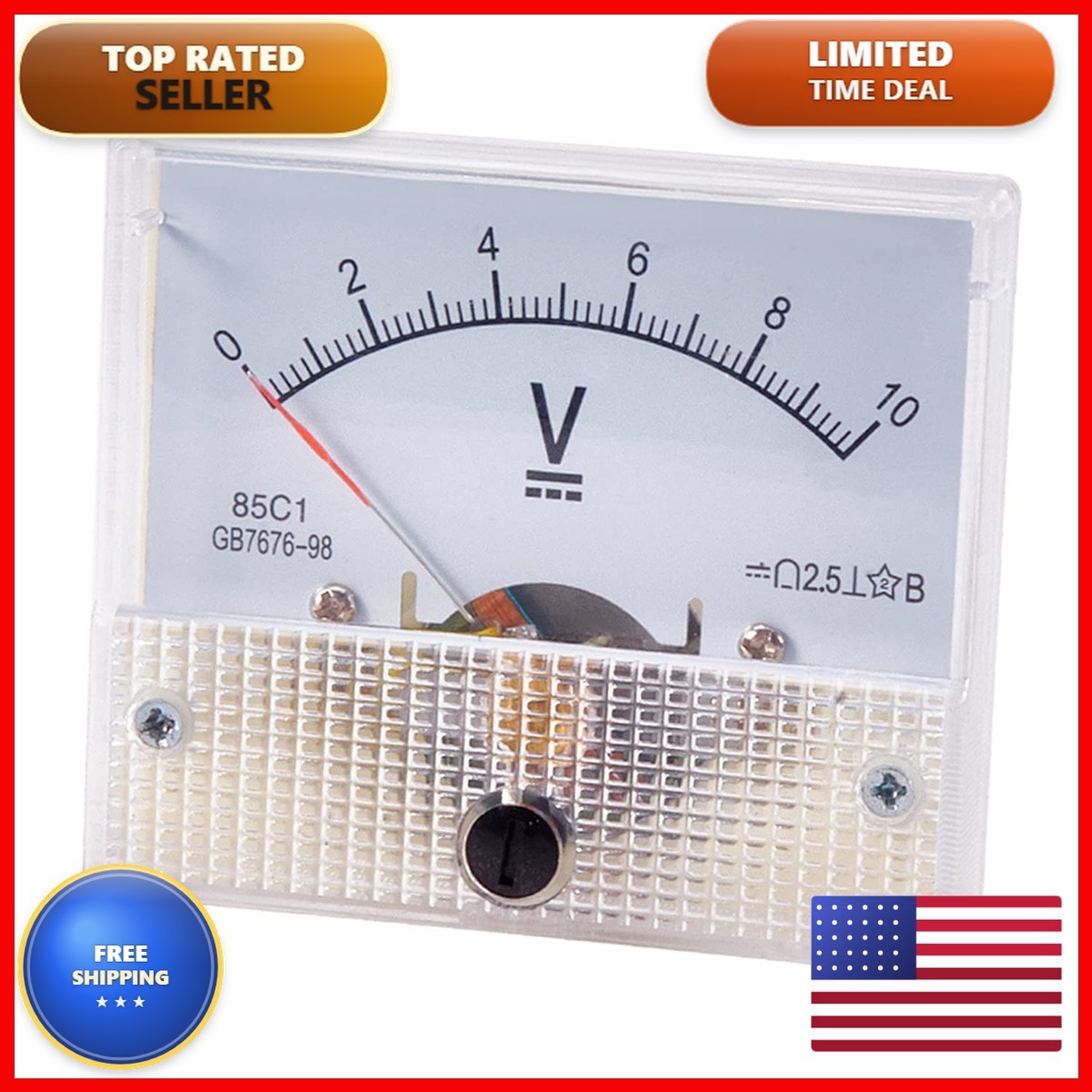 Heyiarbeit 0-10V DC Analog Panel Voltage Gauge 85C1 Volt Meter Voltage
