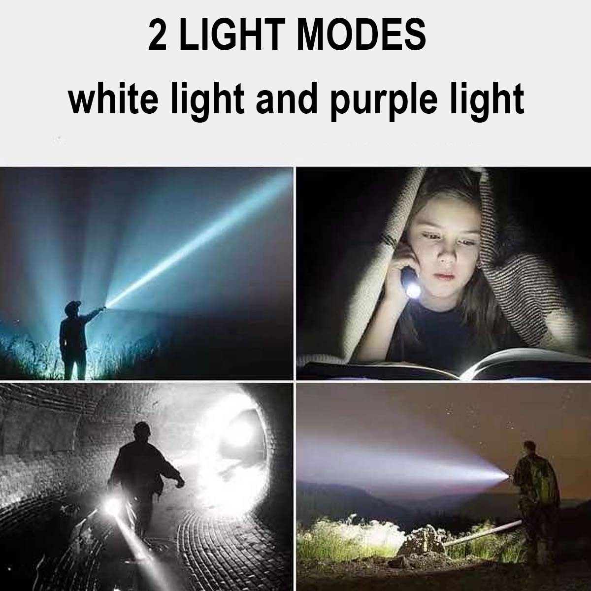 New Multi Function Flashlights 2 Color Lights Black Light UV Flashlight