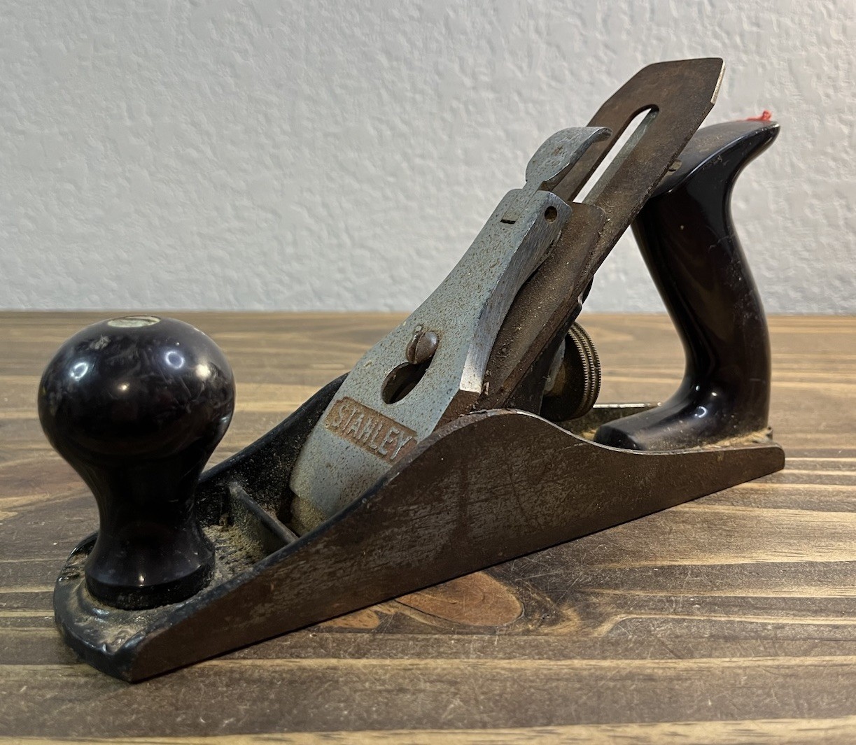 Vintage Stanley Plane 12-003 Brown Handles Flat Bottom Tool Made In England Used