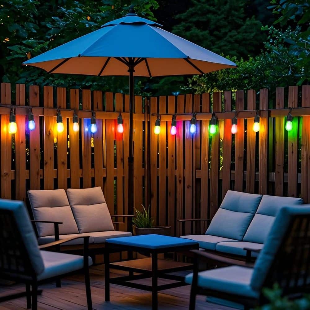 48 Ft Color Changing LED Edison String Lights - 24 Bulbs Indoor/Outdoor