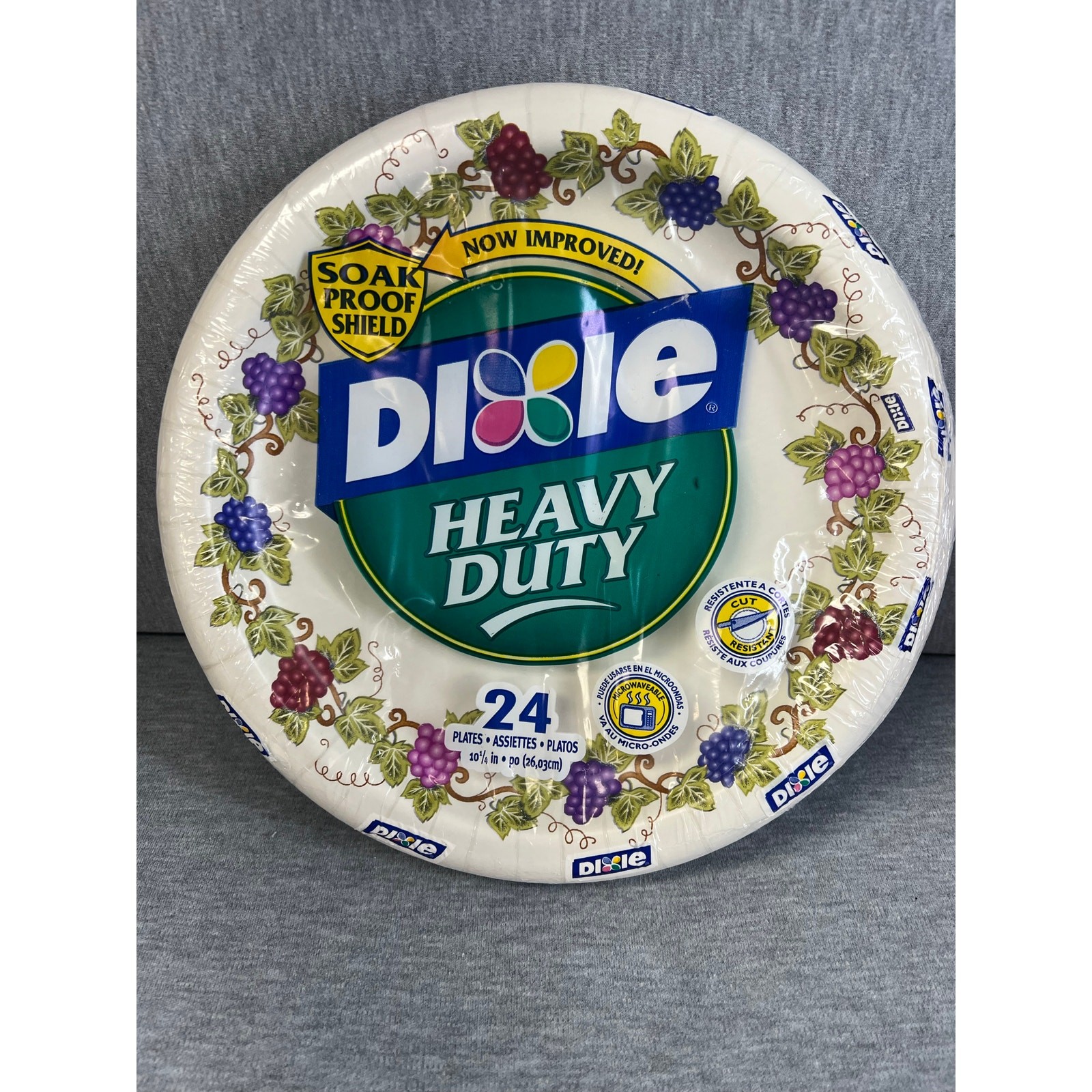 Vintage DIXIE HEAVY DUTY 24 FLORAL PLATES 10.25" CUT RESISTANCE, Microwaveable