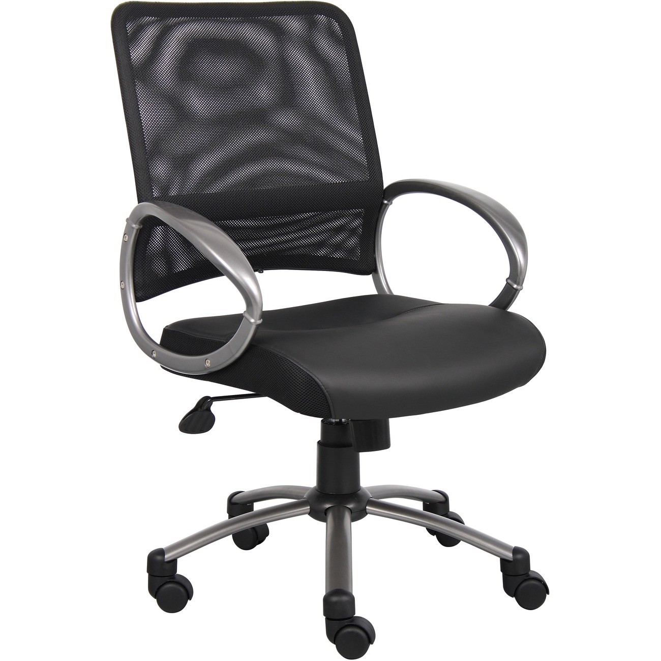 Lorell LLR69518 Mid Back Task Chair Black Leather