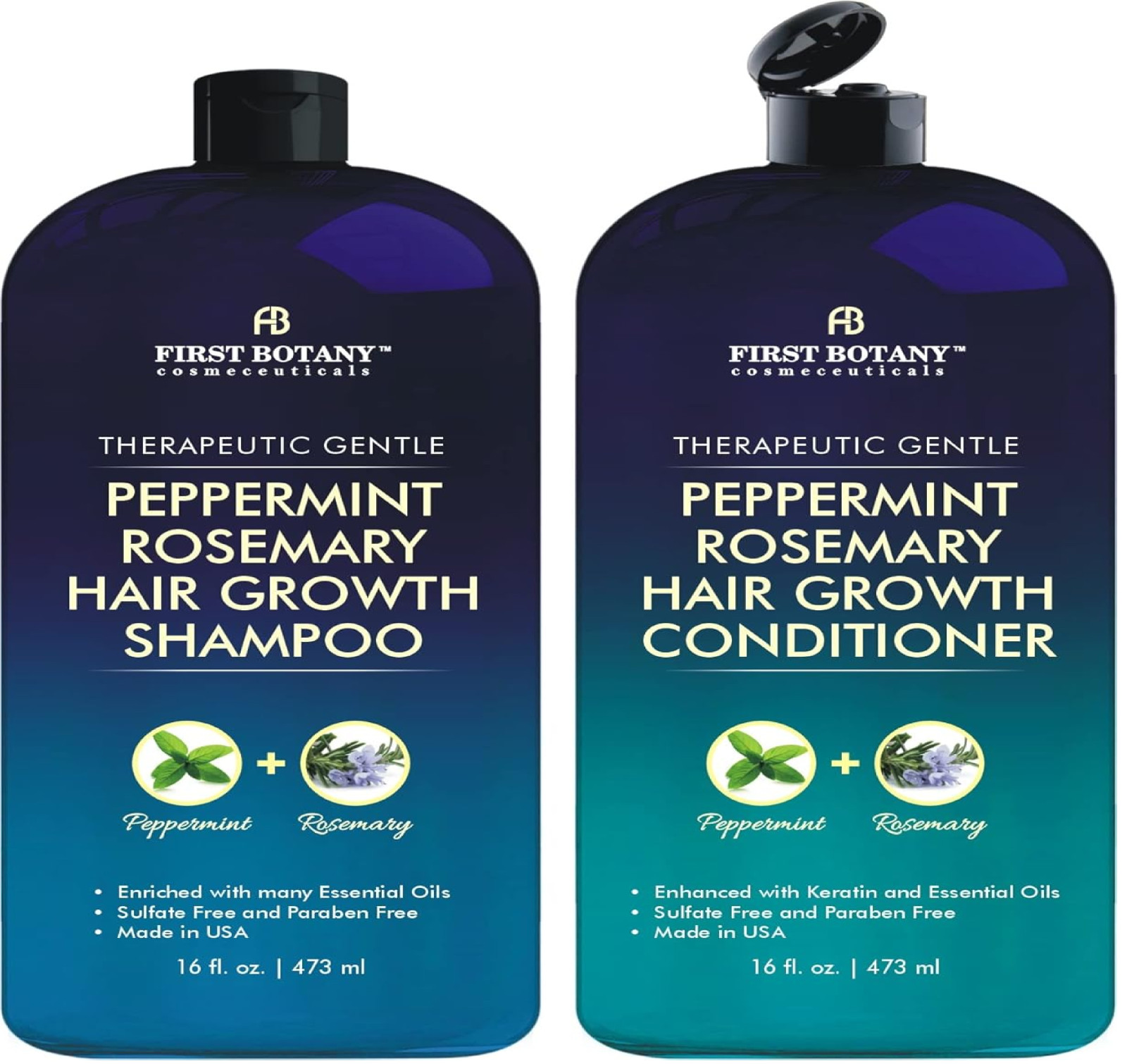 Peppermint Rosemary Hair Regrowth and anti Hair Loss Shampoo and Conditioner Set
