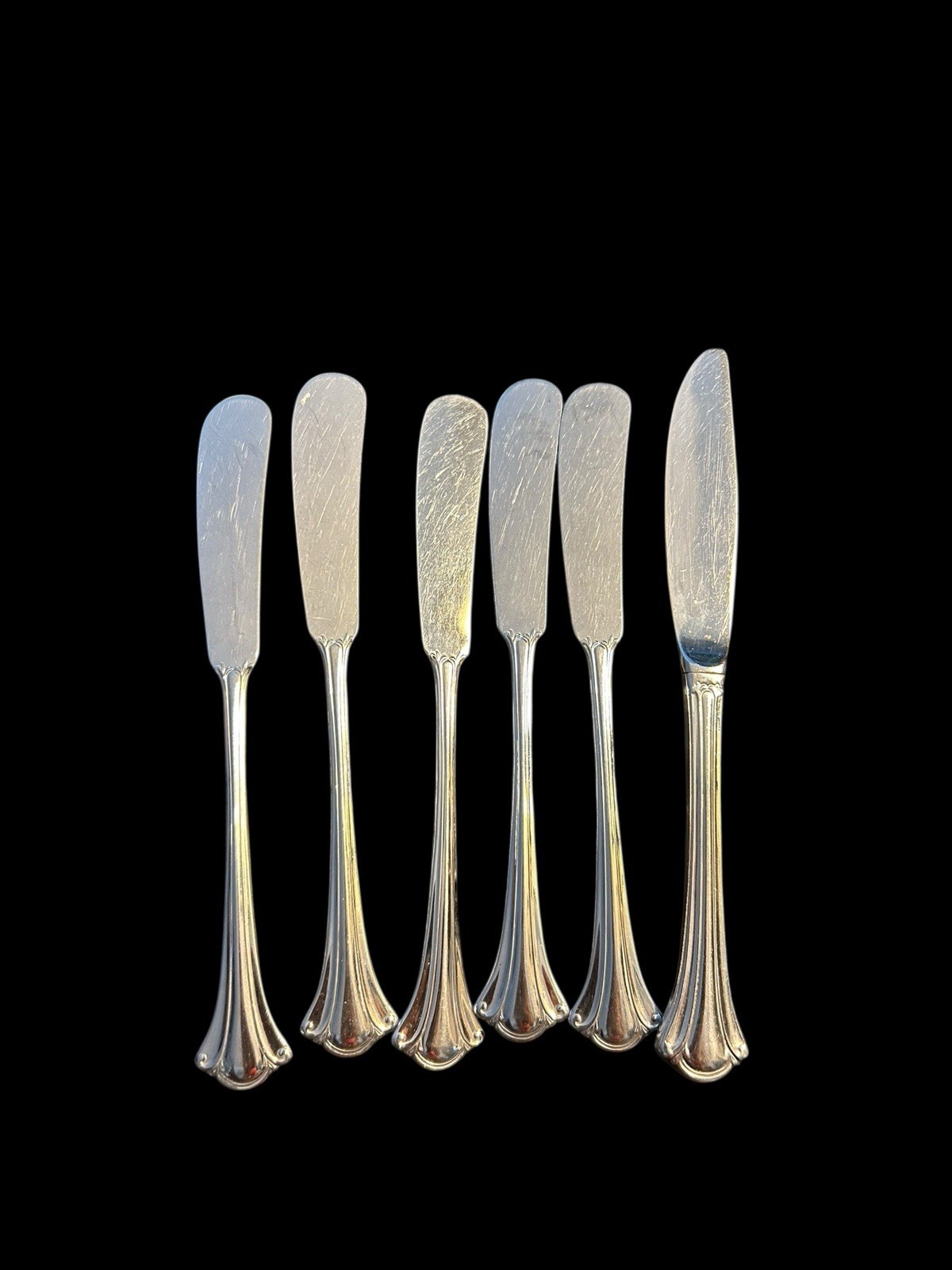 6pc International Lyon RESPLENDENCE Stainless Master & Individual Butter Knives
