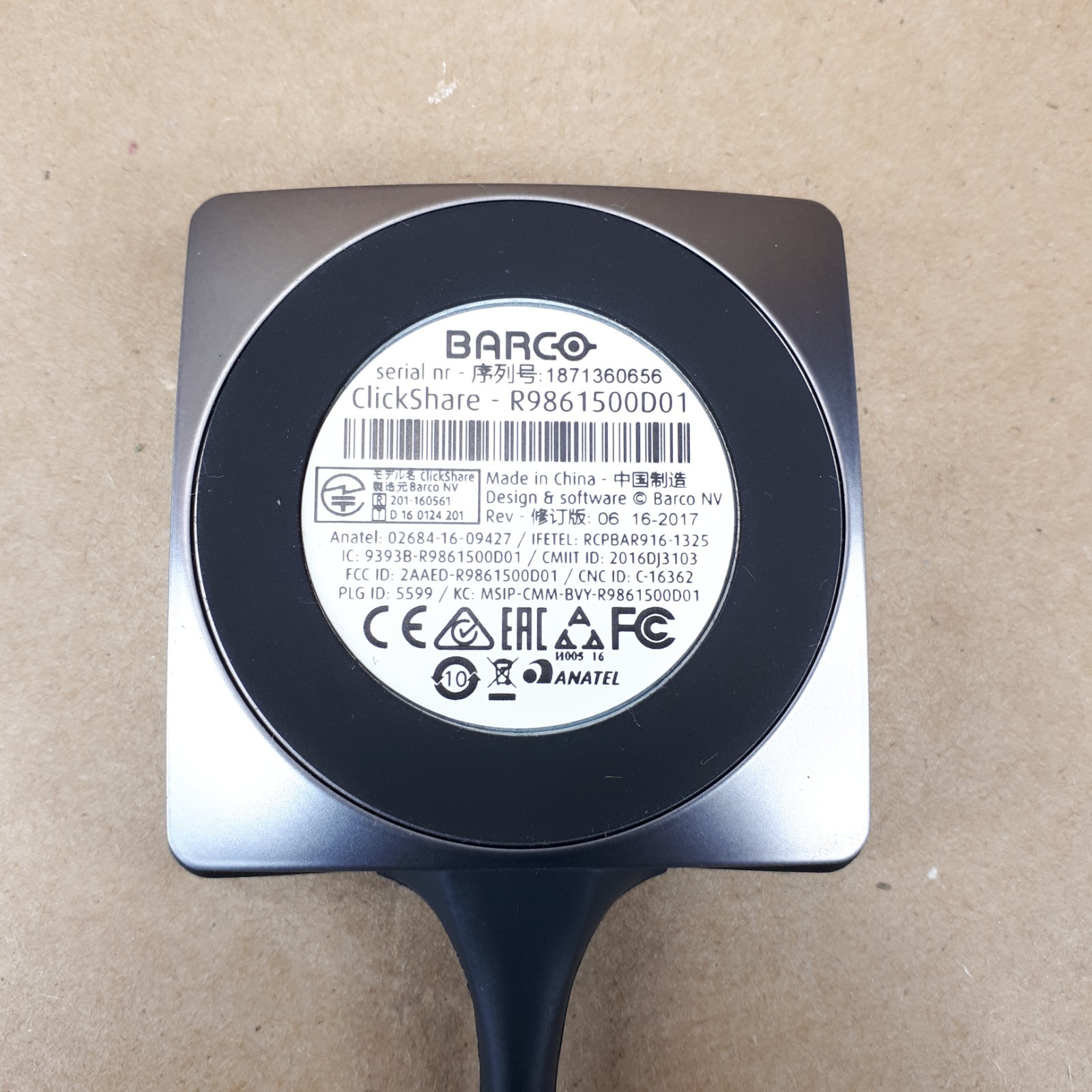 Barco ClickShare R9861500D01 Wireless Presentation Button USB-A Tested E7308
