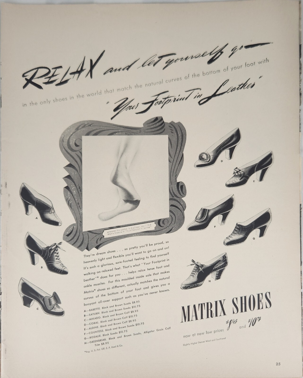 1941 Matrix Shoes for women Vintage Ad relax and let yourself go