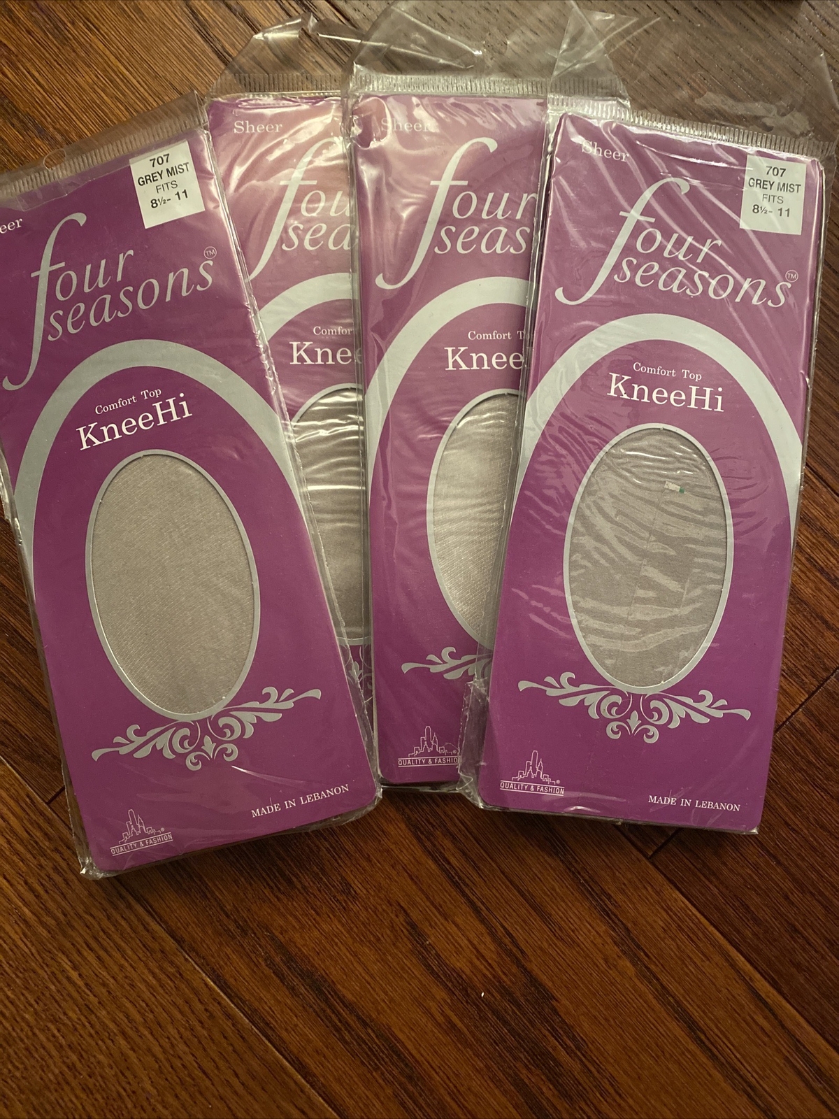 Four Seasons Sheer KneeHi Comfort Top Socks, Grey Mist (4)