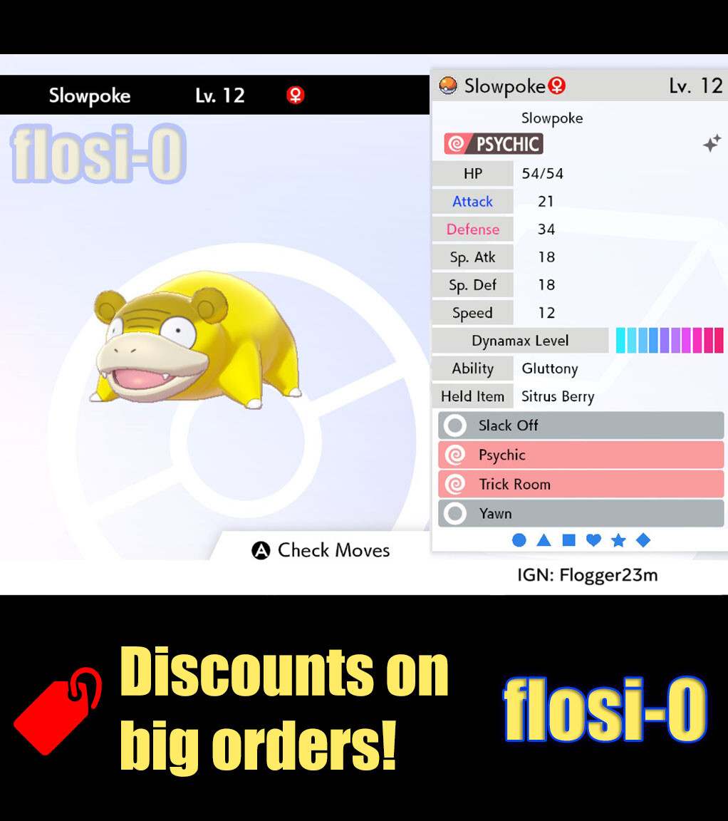 6IV Utlra Shiny Galarian Slowpoke Pokemon Sword and Shield (Square Shiny)
