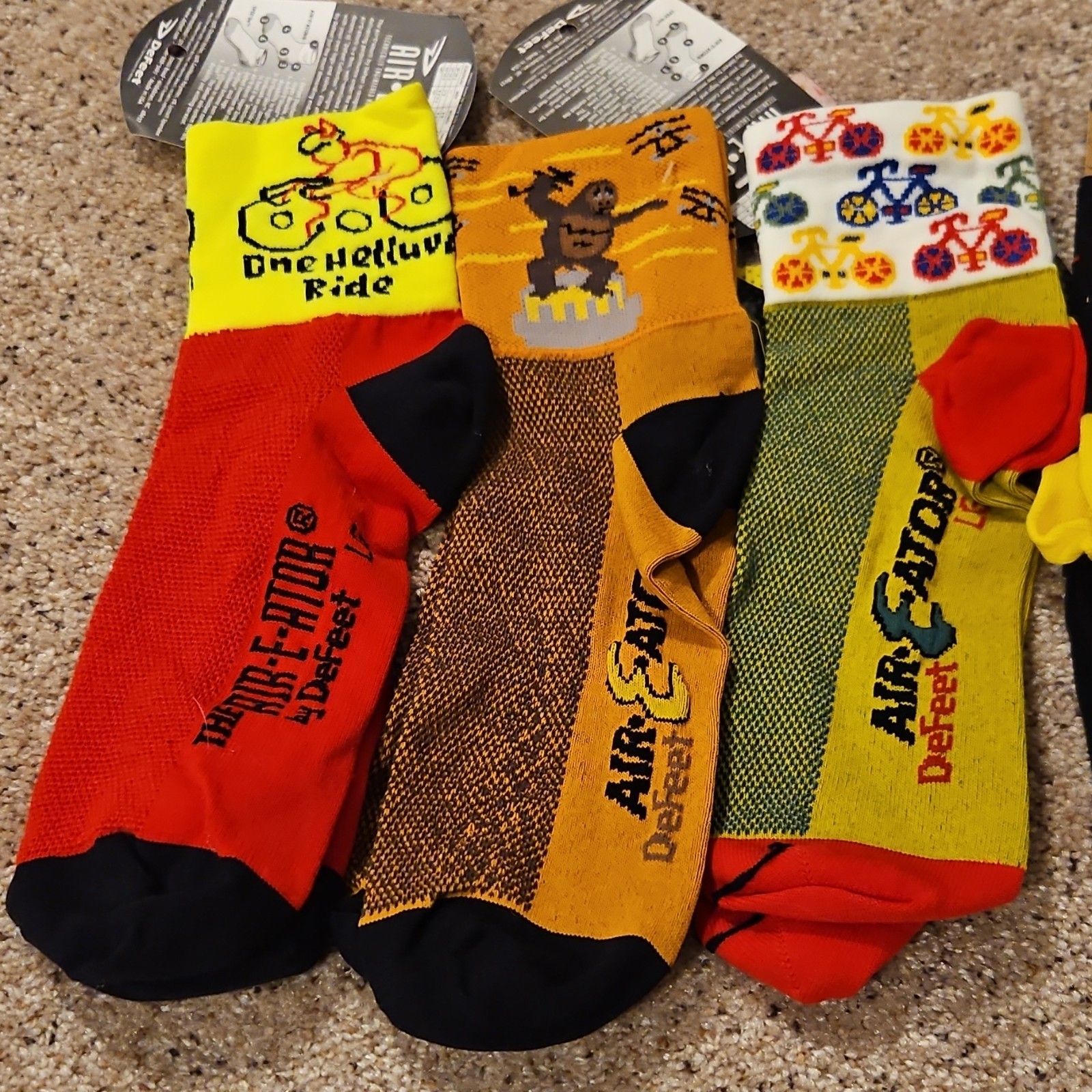 SockGuy & DeFeet Multicolor Graphic Cycling Athletic Socks Lot NWT