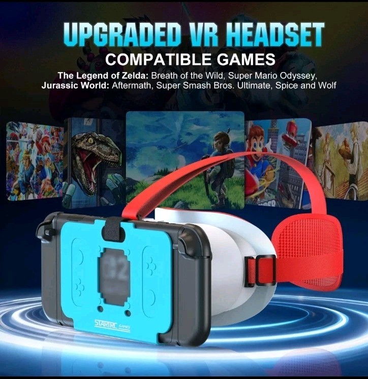 STARTRC GAMES VR Headset for Nintendo Switch 2 Adjustable Lenses White and Blue