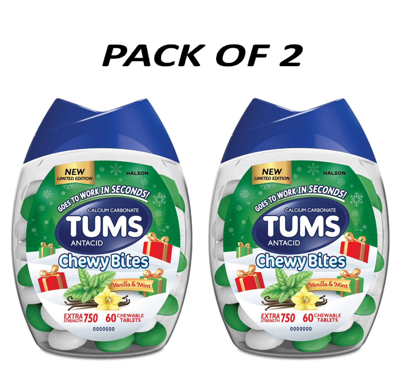 Tums Chewy Bites Chewable Antacid Tablets for Heartburn Relief, pack of 2
