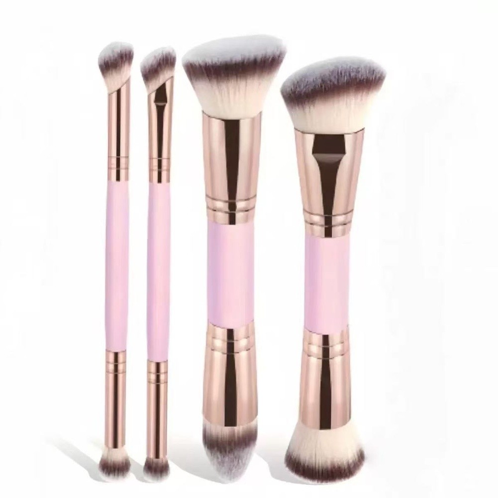 4 Pieces Makeup Brushes Double Ended Synthetic Fiber for Foundation Use
