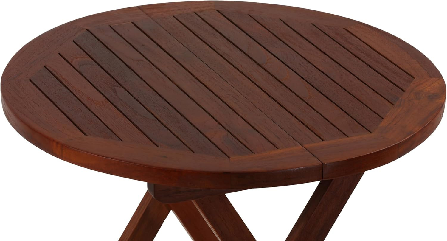 Karlyn round Folding End Table in Teak Wood, 20"