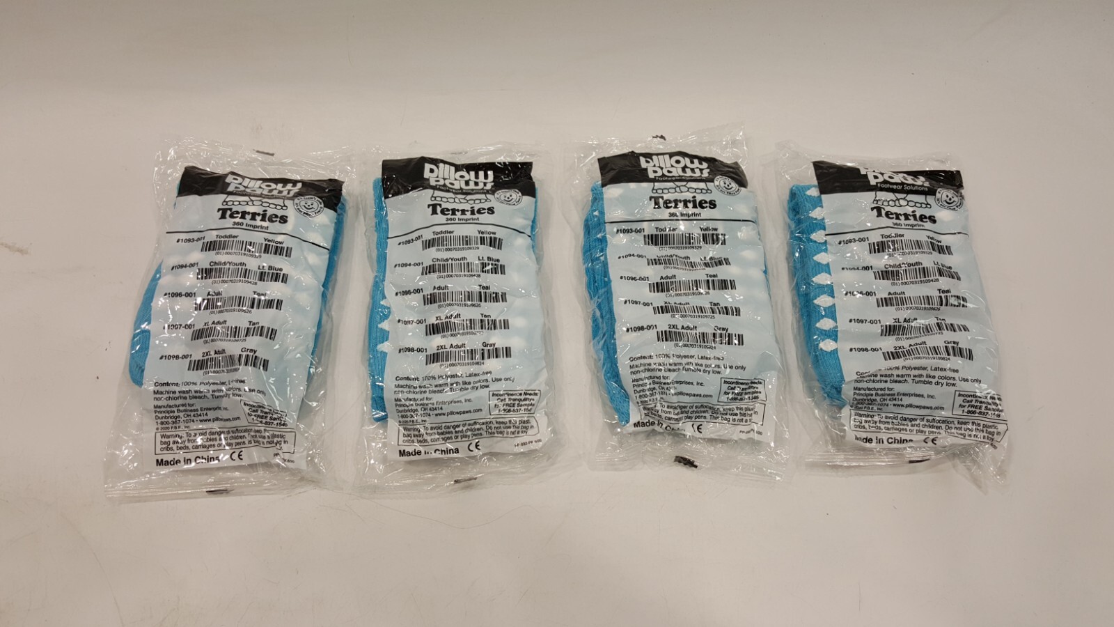 Pillow Paws 1096 # 1096-001 Terries Slipper Adult Teal Socks (Set of 4)