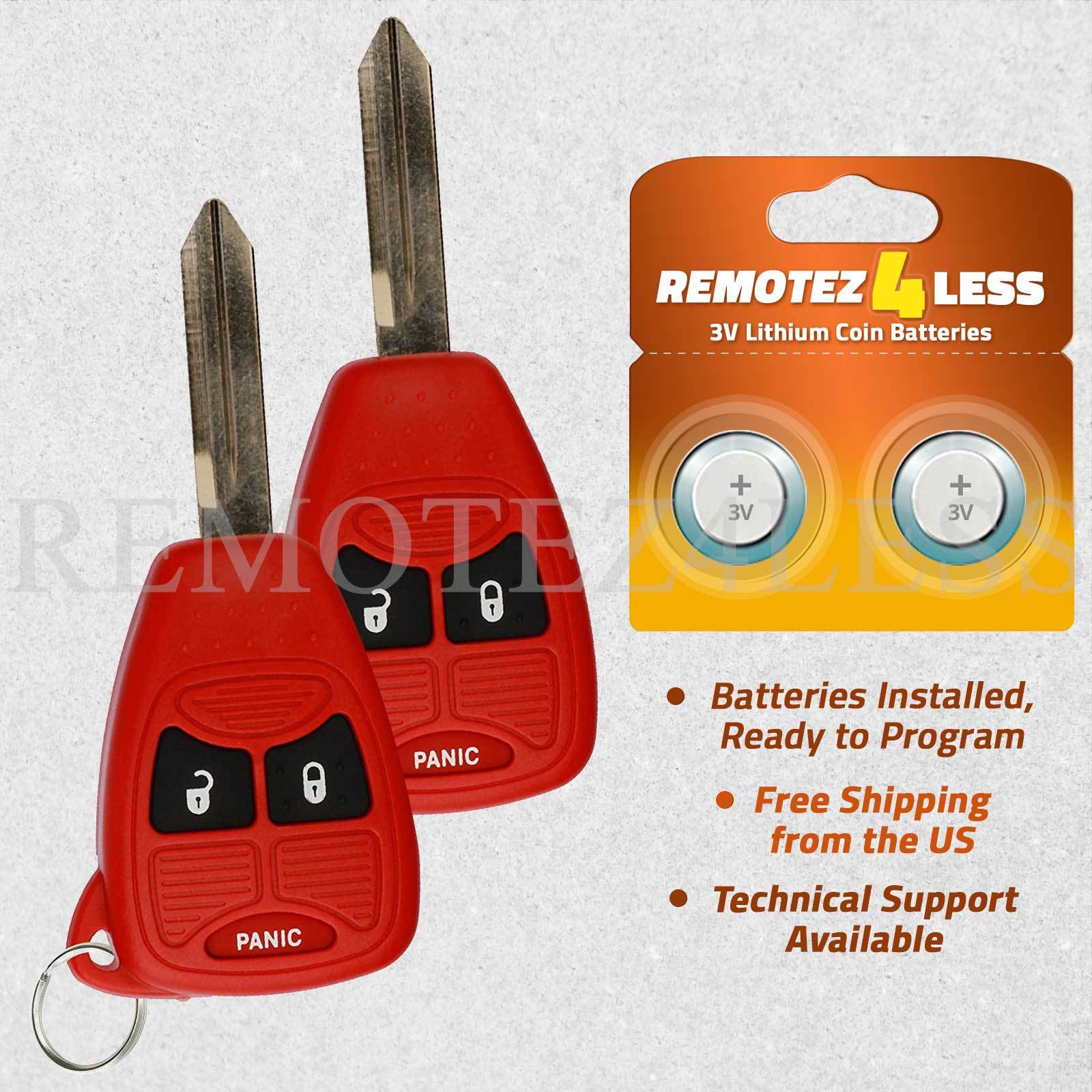 2 For 2006 2007 2008 2009 Dodge Ram Keyless Entry Remote Car Key Fob 3b Red