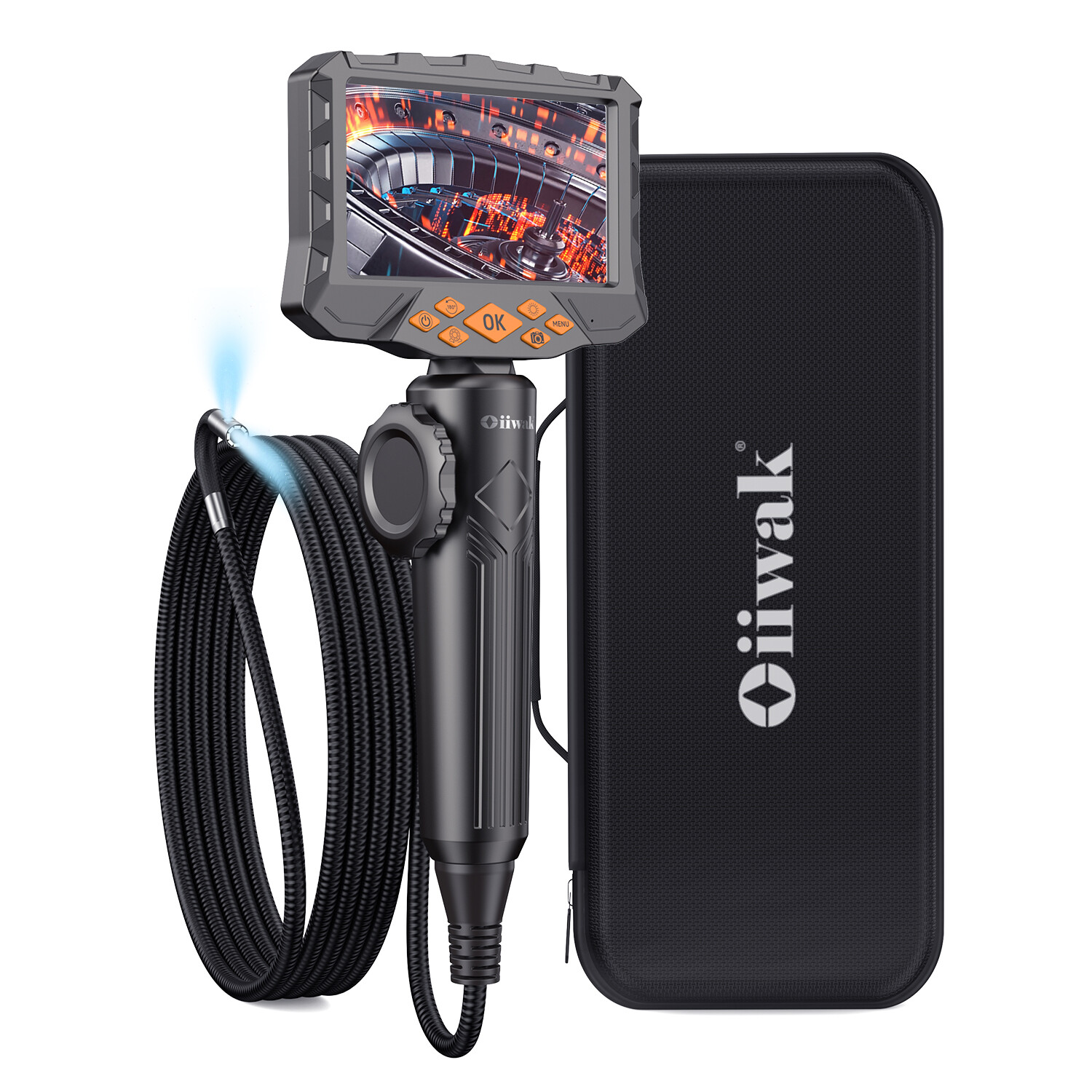 OIIWAK 8MM Endoscope Camera 360° Industrial Inspection Articulating Borescope US