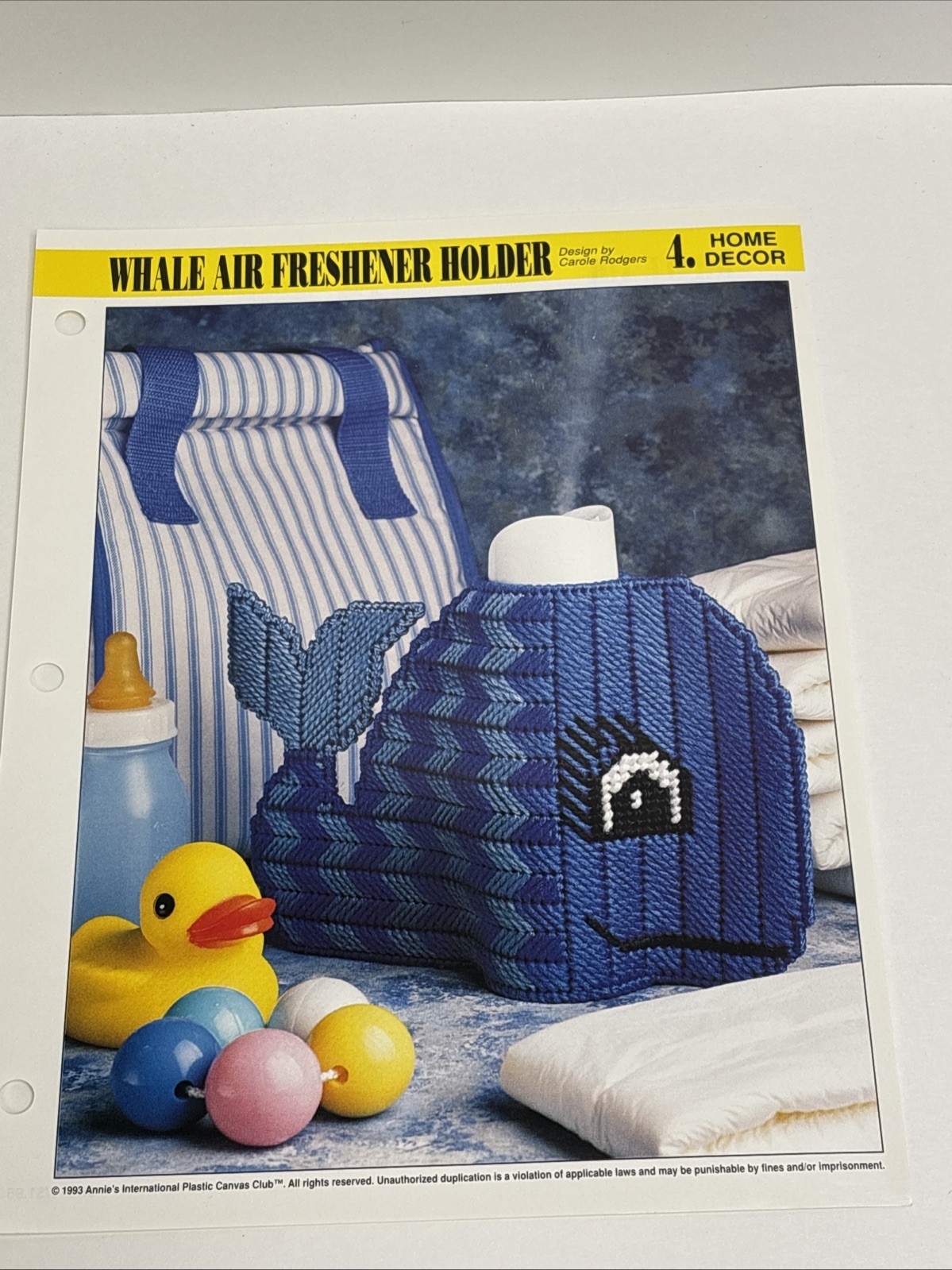 Whale Air Freshener Holder Annie's Attic Plastic Canvas Pattern Page