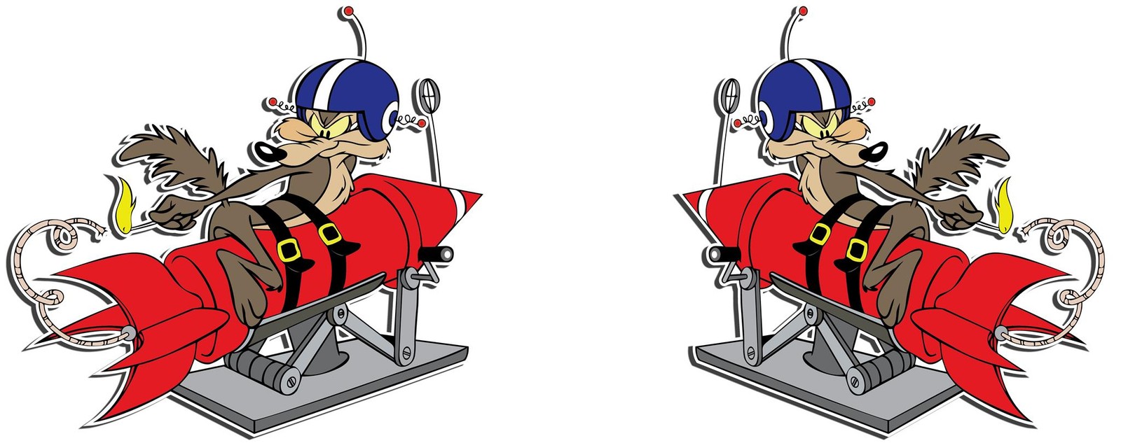 Wile E Coyote Rocket Mirrored Set of 2 Vinyl Decal / Sticker 10 Sizes FREE Ship