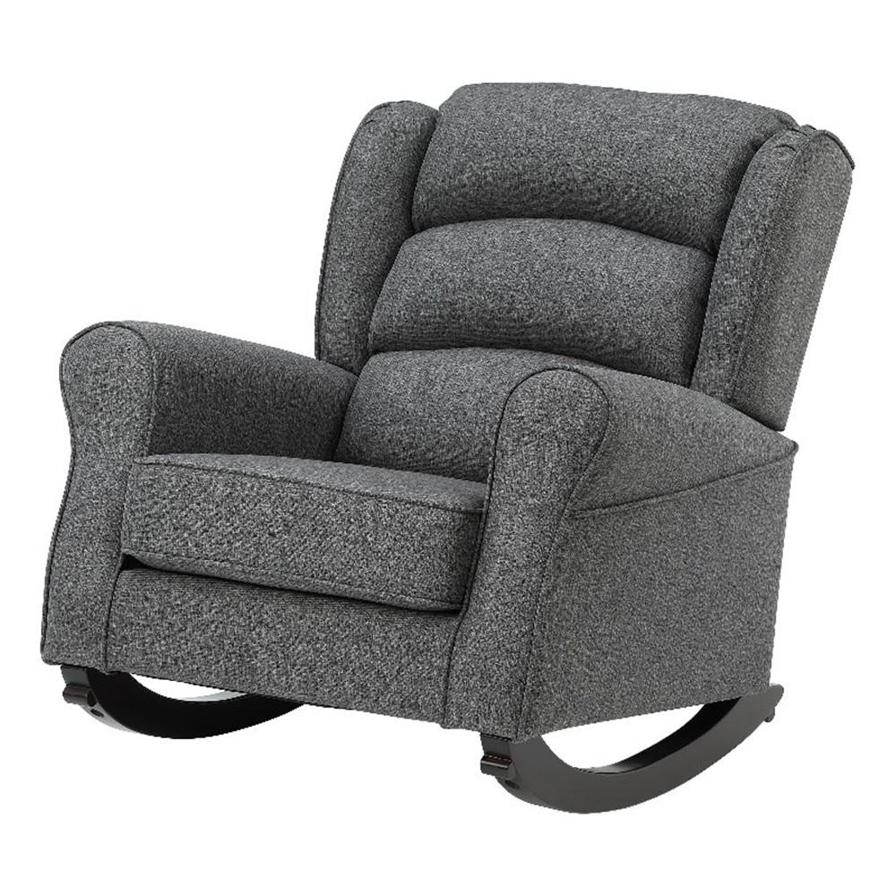 ACME Furniture Fabien Upholstered Fabric & Wood Rocking Chair in Gray