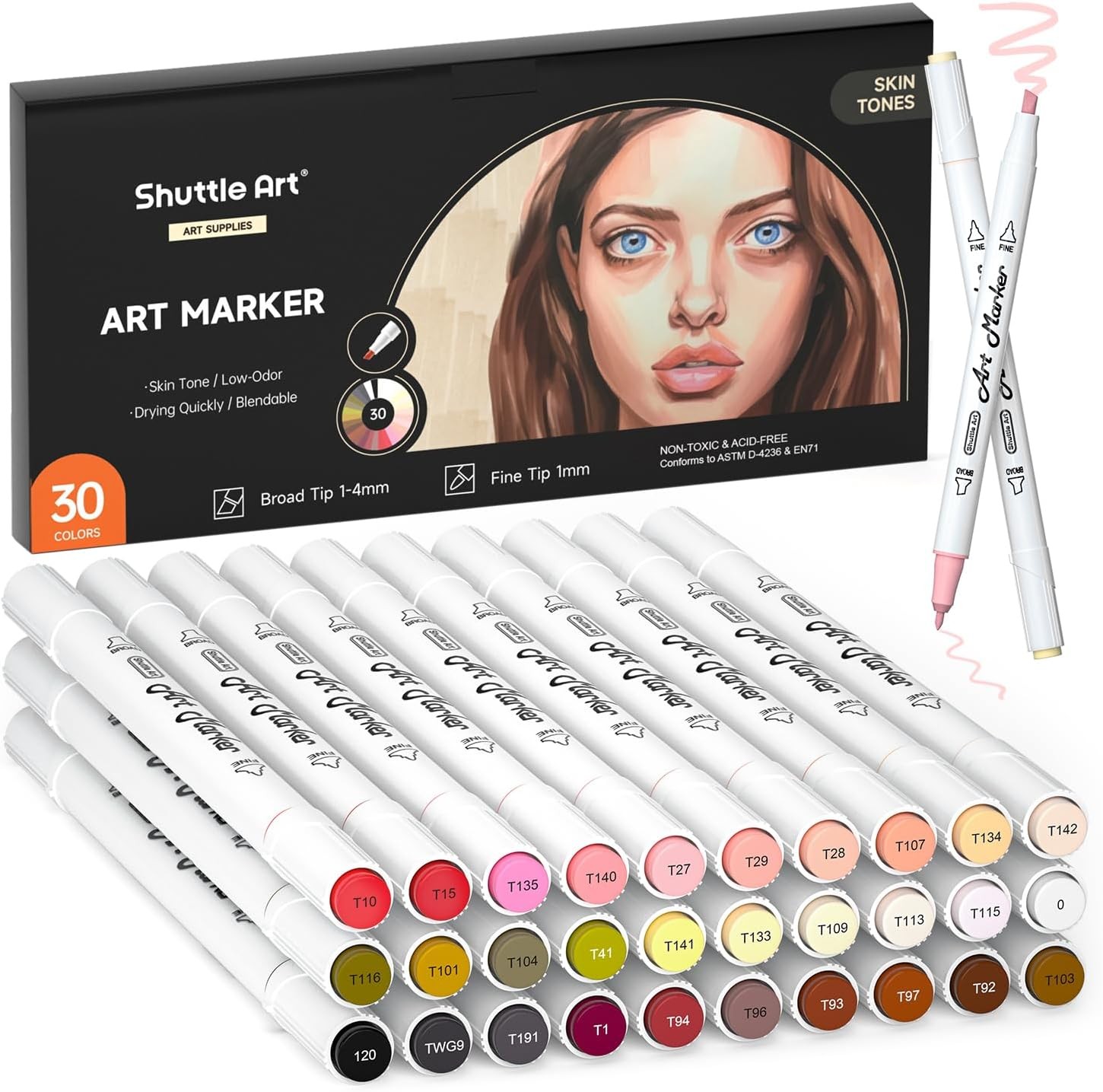 Shuttle Art 30 Colors Skin 1 Count (Pack of 30), 30 Tone