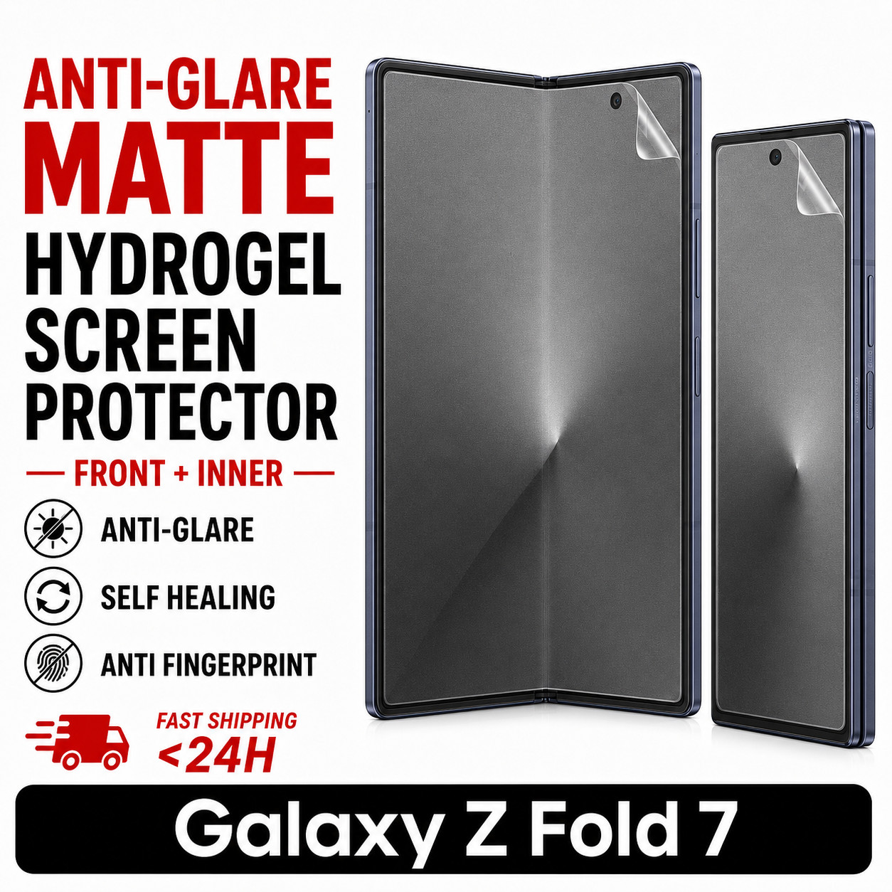 Samsung Galaxy Z Fold 7 Hydrogel Screen Protector Front + Inner Anti-Glare Matte
