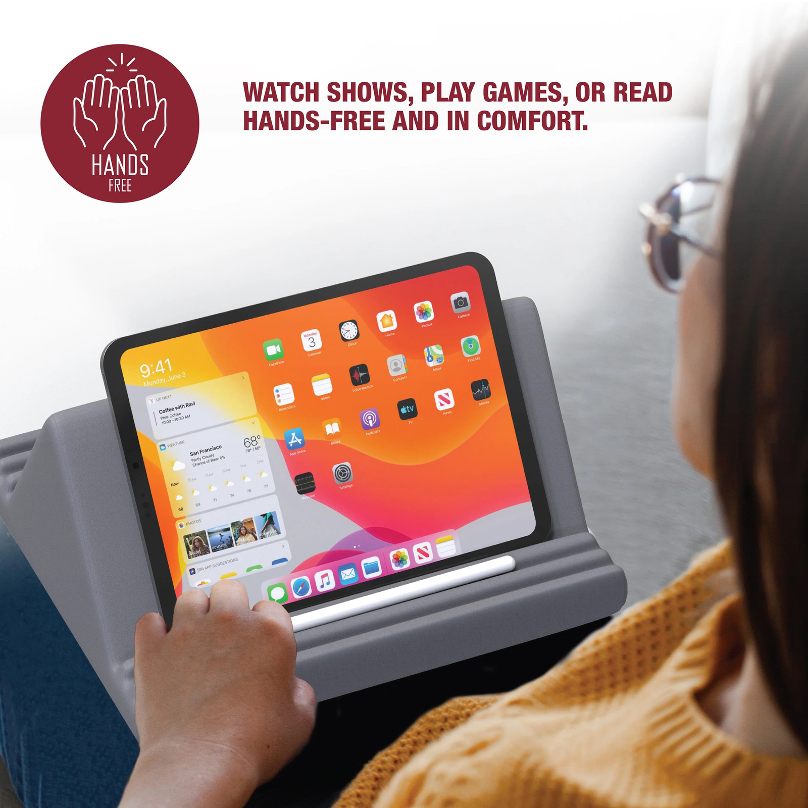 Tzumi OneGrip Multi-Angle Pillow Stand for iPad & All Tablets