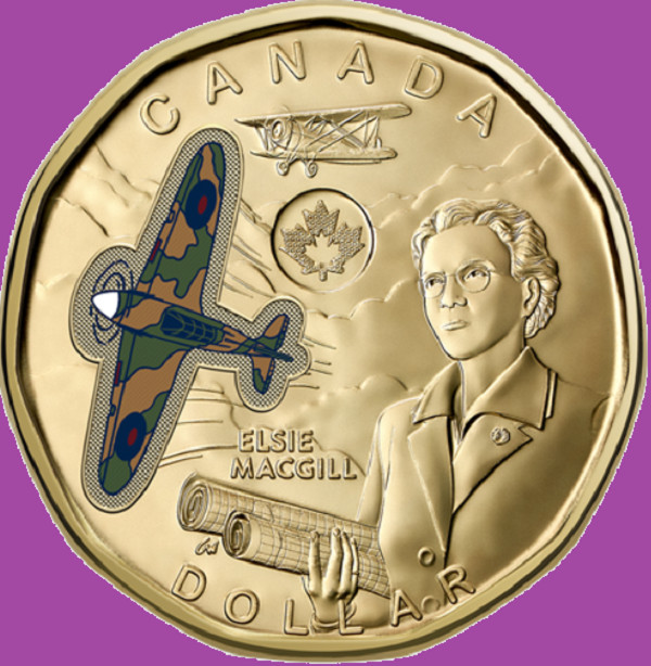2023 Canada Elsie MacGill  Colored Loonie. Mint UNC One Dollar $1 Coin Loon