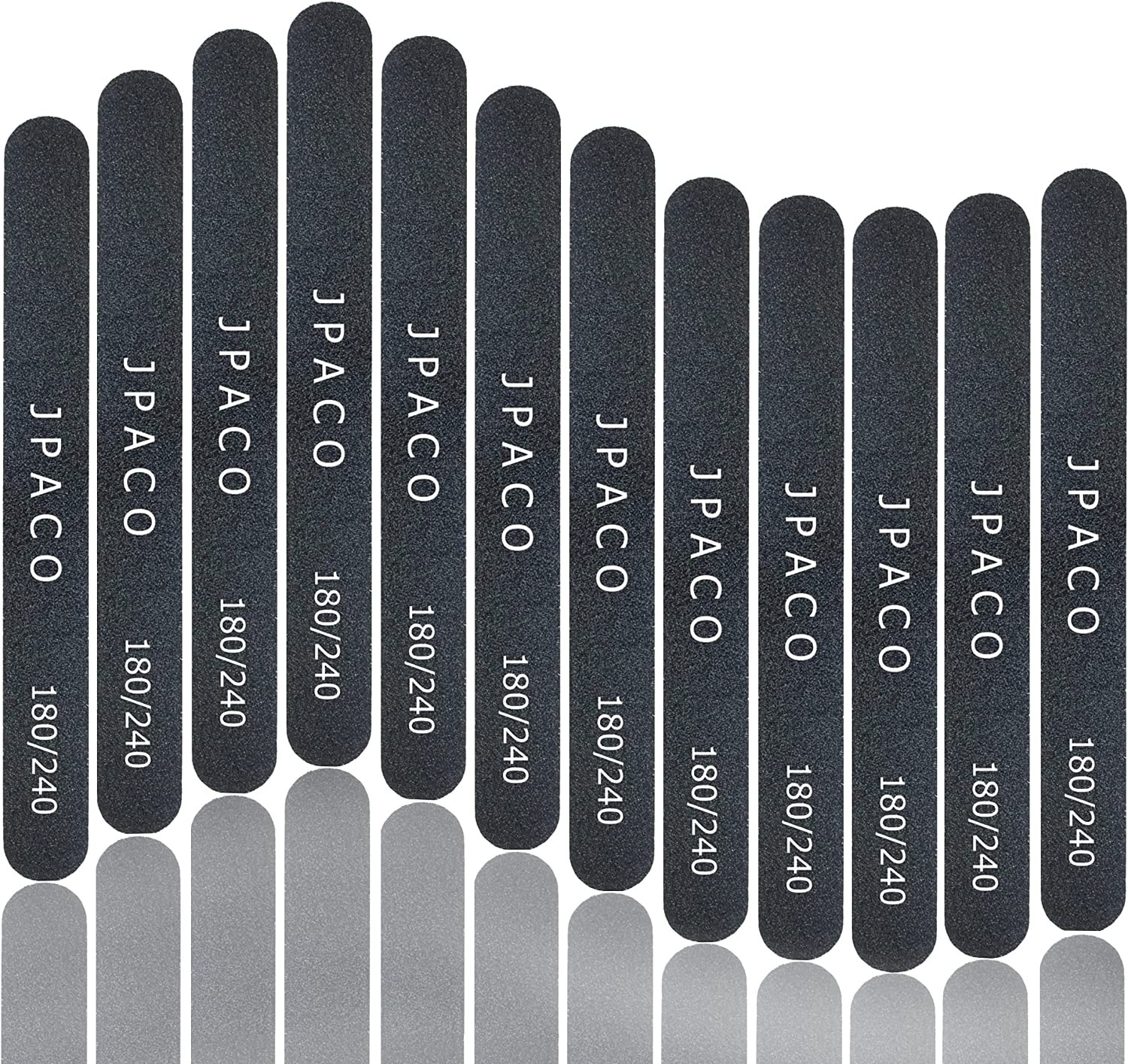 12-Pack Professional Nail Files: Double-Sided 180/240 Grit Emery Boards for Natu
