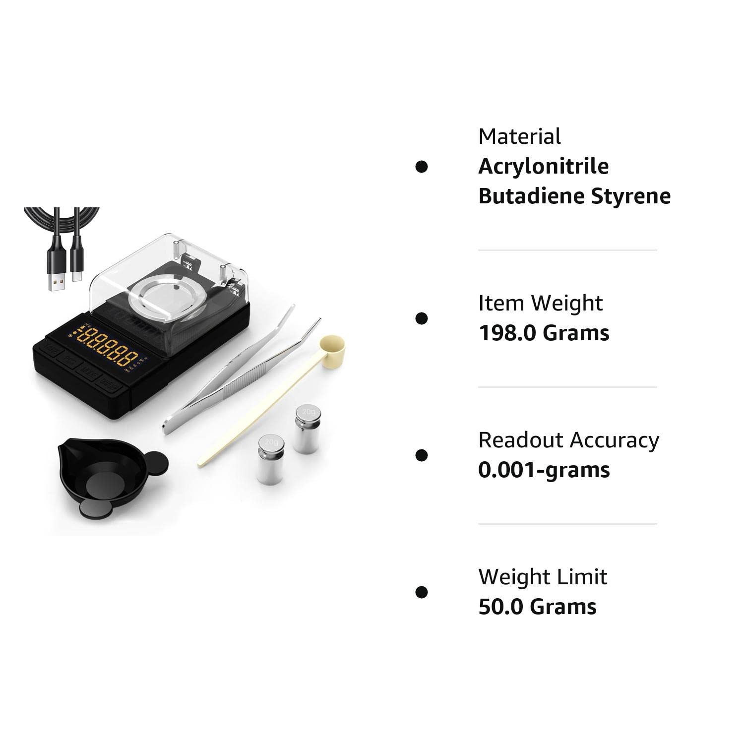 Precision Digital Milligram Scale 50g/0.001g, Compact Reloading Scale with Calib