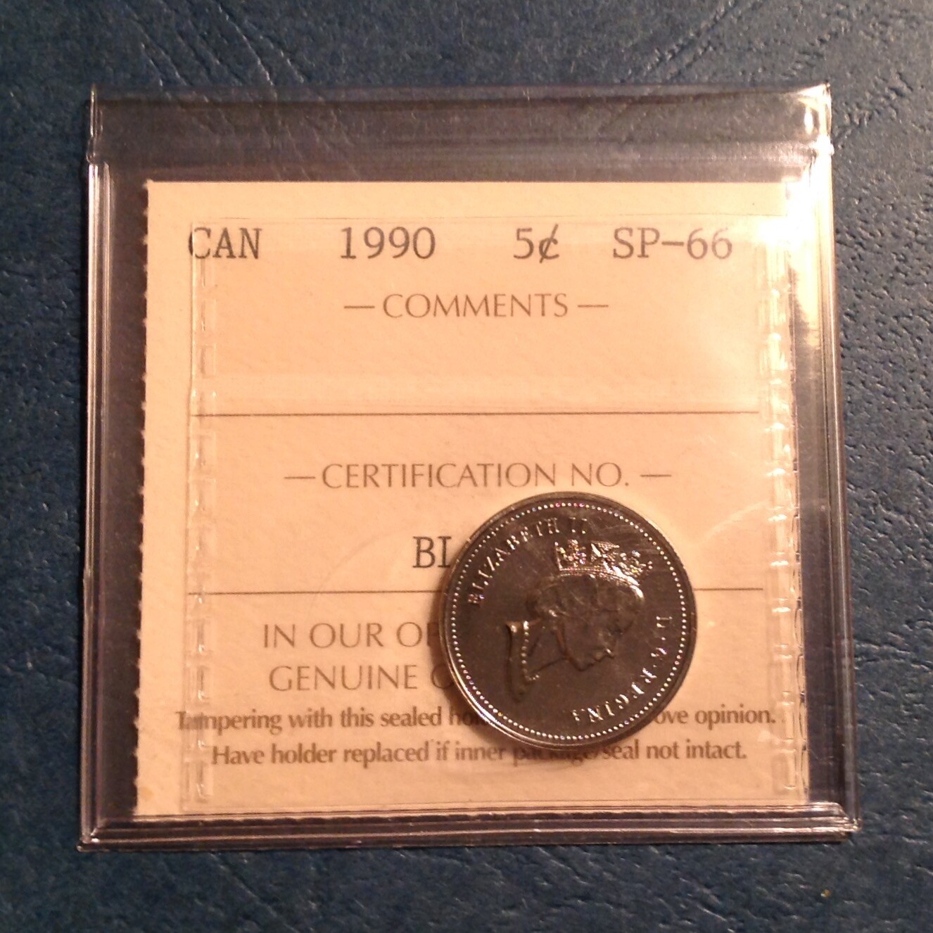 1990 Canada 5 Cents ICCS Graded - FREE US SHIPPING cd-