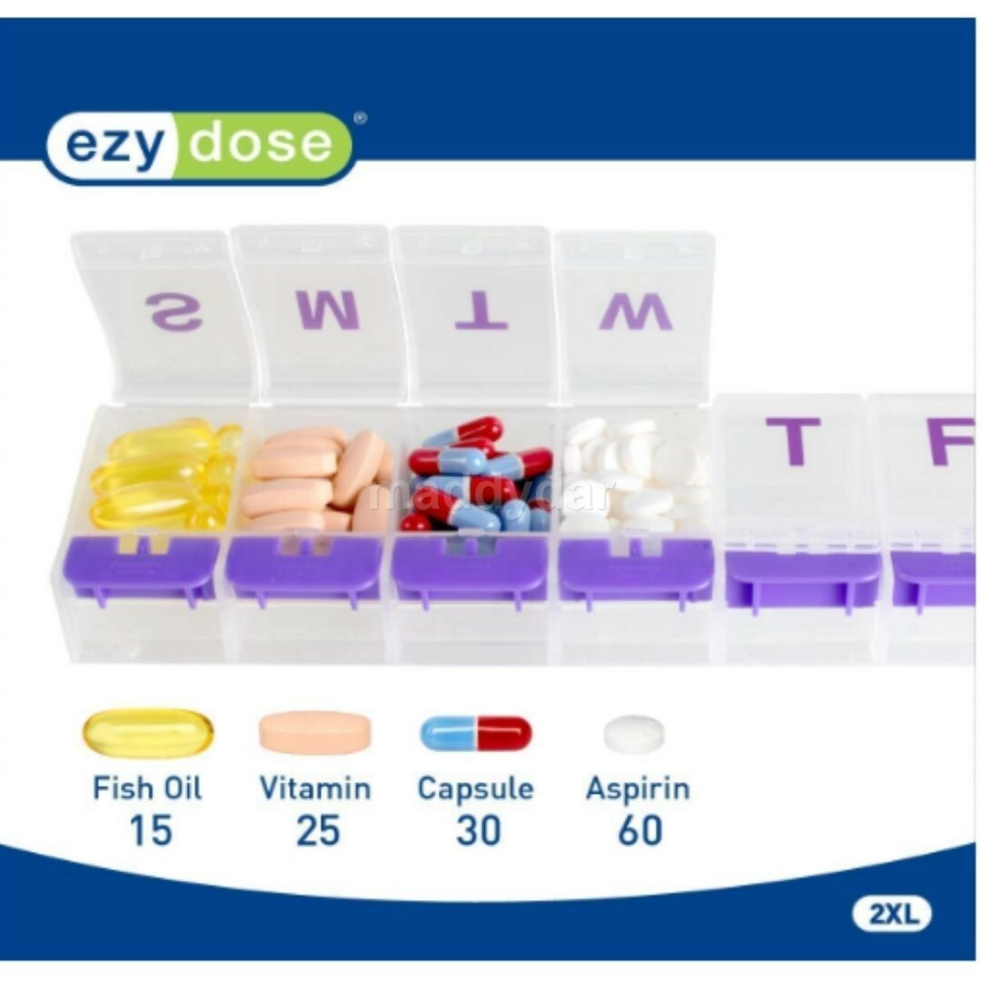 Weekly Pill Planner Organizer XL Easy Use AM/PM with Push Button 7 Day Box Case
