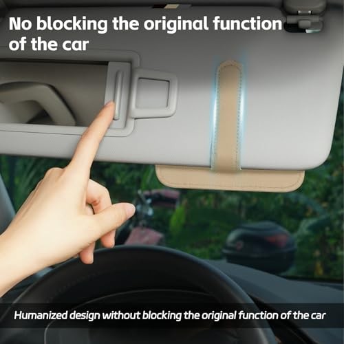 Car Sun Visor Organizer, Multi Pocket Small Vehicle Document Holder for Beige