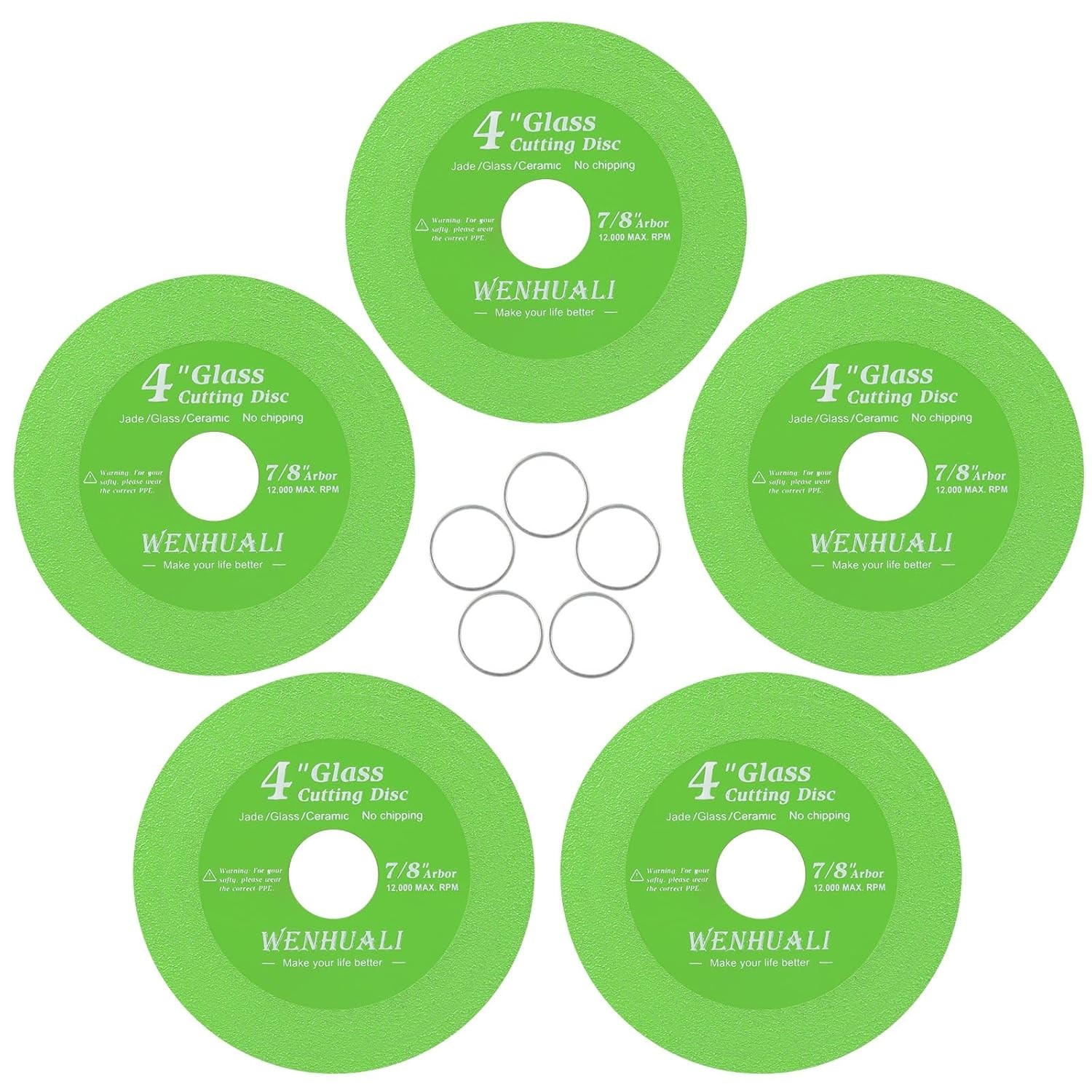 5 Pcs Glass Cutting Disc for Angle Grinder, 4" X 7/8” Glass Ceramic Diamond Sa