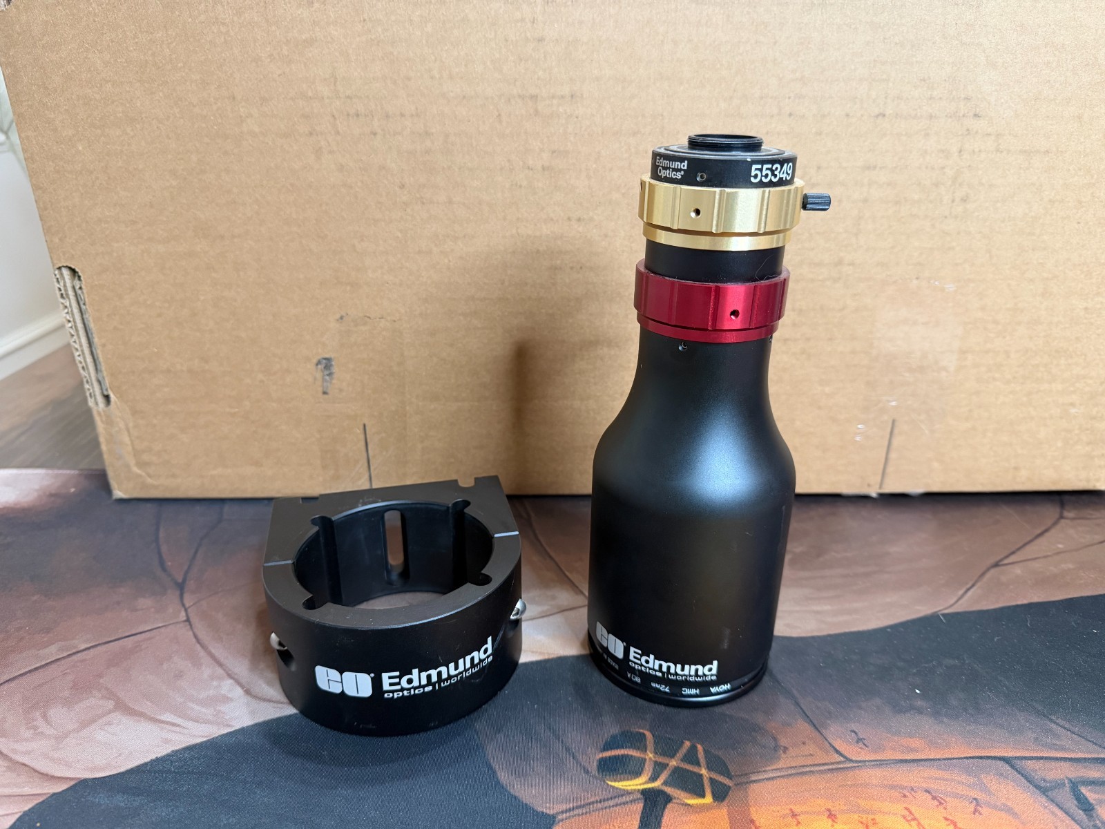 Edmund Optics 55-349 0.25X MVO Telecentric Lens + 56026 Mount & Hoya 72mm 80A