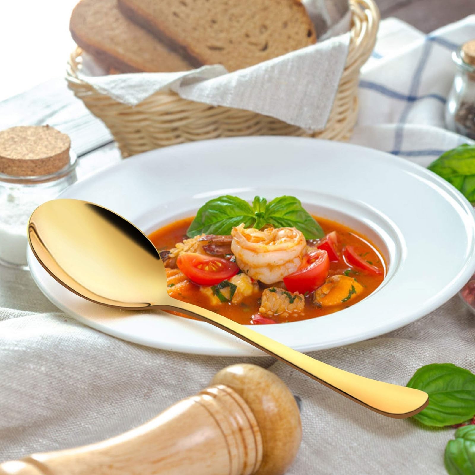 4 Pieces Serving Spoons Set, Includes 2 Serving Spoon and 2 Slotted Spoon, 8....