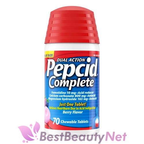 Pepcid Complete Dual Action Acid Reducer Berry Flavor 70 Chewable Tablets