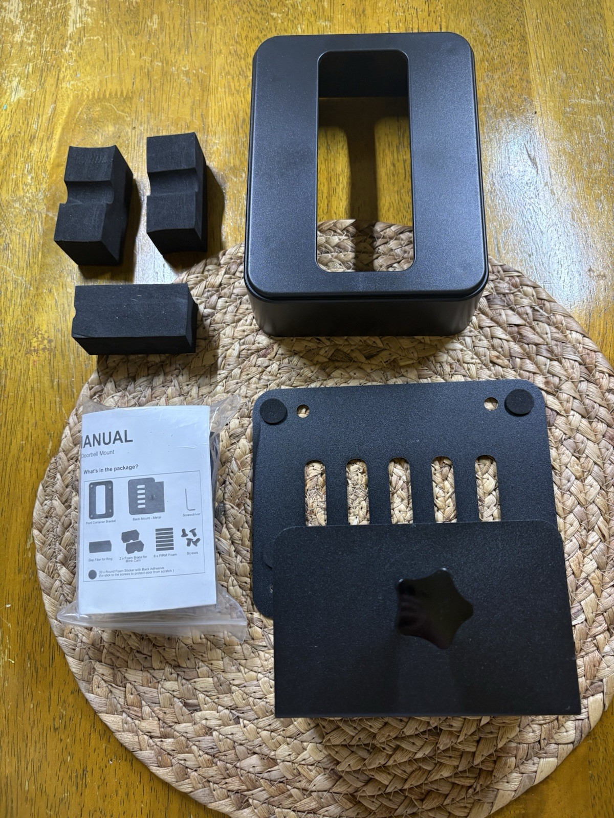 Black Video Doorbell Universal Door Mount Bracket for Doorbell Cam, Ring & other