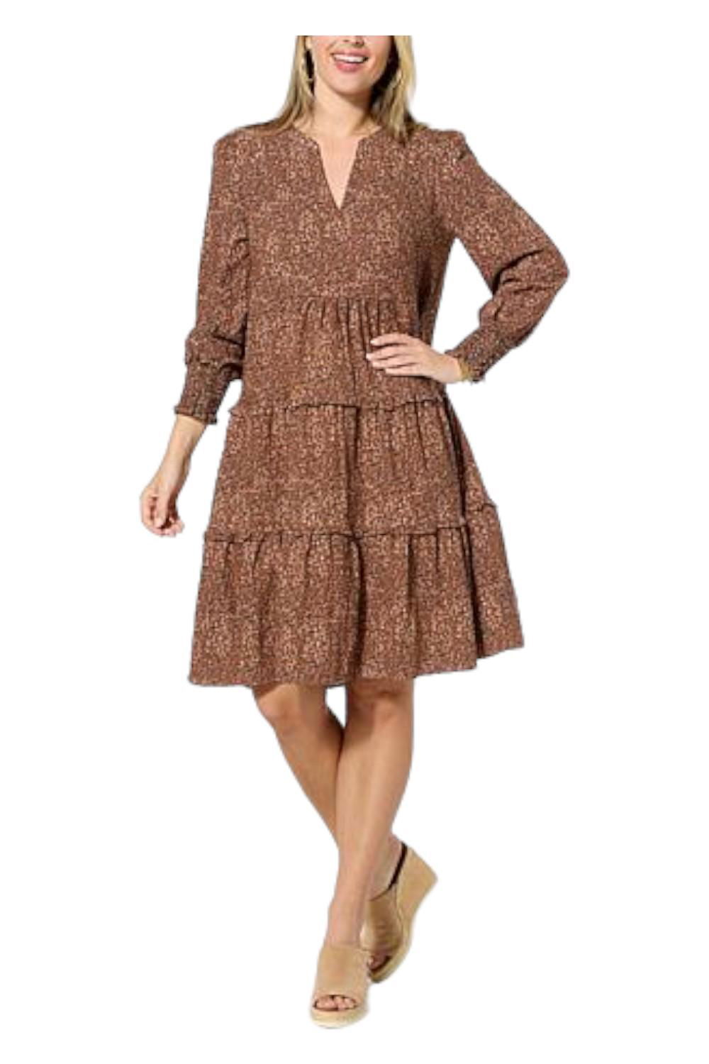 G by Giuliana Serafina Tiered V-Neck Dress Leopard