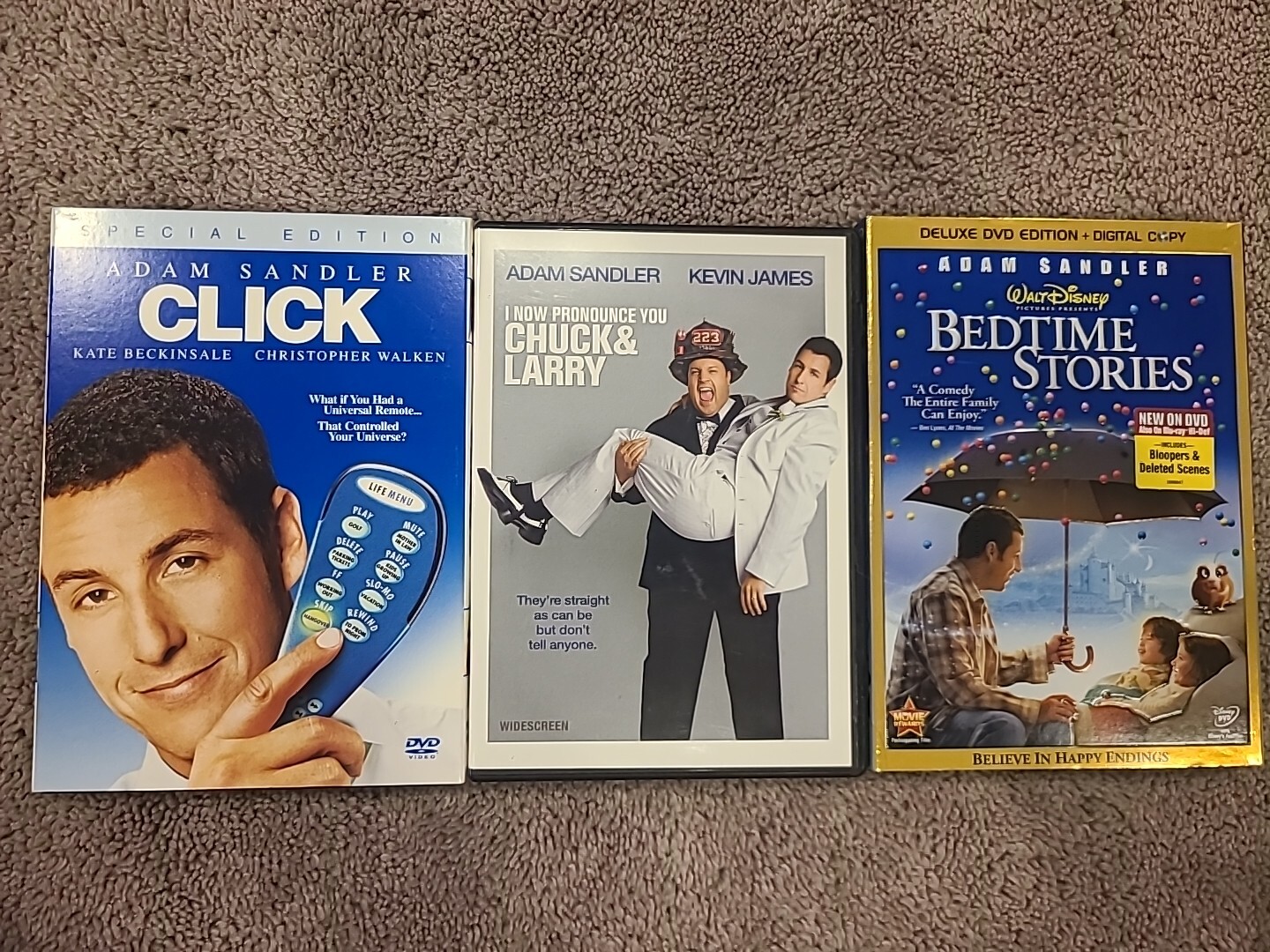 DVD Lot Of 3 Adam Sandler - Click, Pronounce You Chuck & Larry, Bedtime Stories