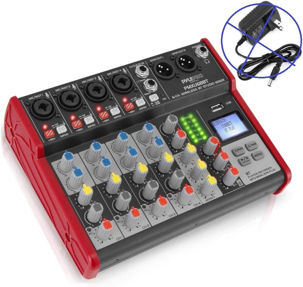 PYLE PRO PMXU68BT 6-Channel Bluetooth Studio Audio Sound Mixer Board