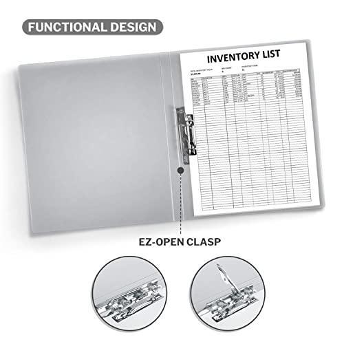 CRANBURY Punchless Binders Translucent Covers - (Dusky Gray, 4 Pack), Clamp