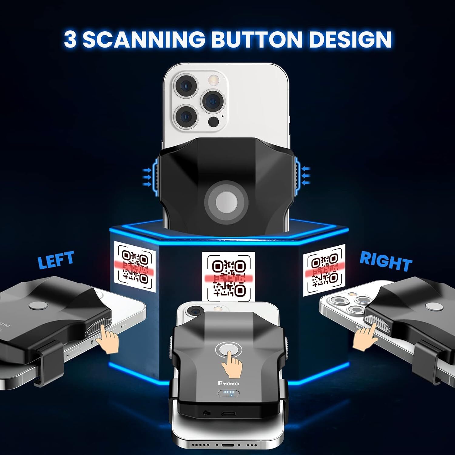 Eyoyo Bluetooth QR Code Scanner 1D 2D Wireless Back Clip UPC USB Barcode Reader