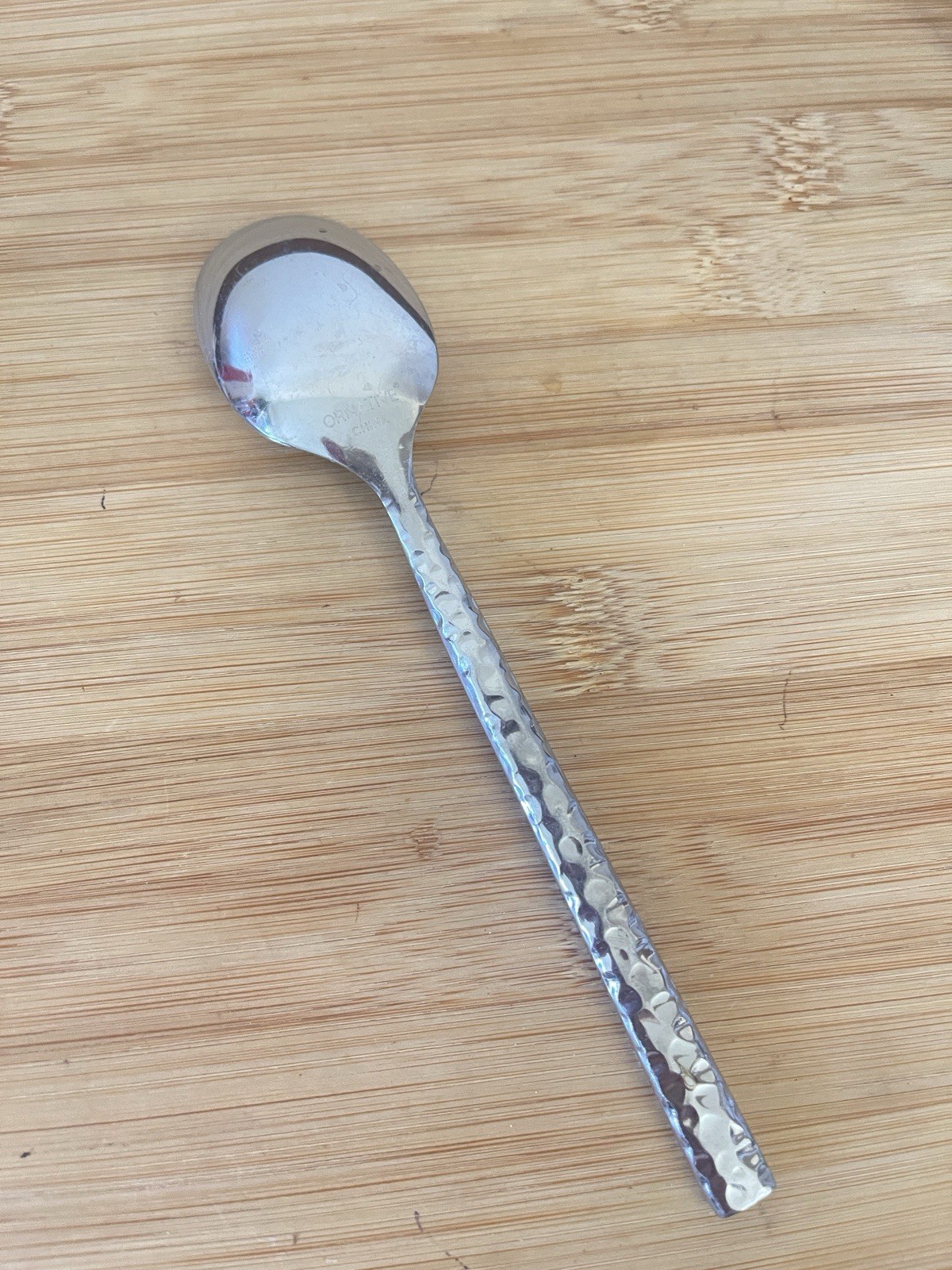 Ornative Glossy Stainless HAMMERED Flat Tip TEASPOON 6.75"
