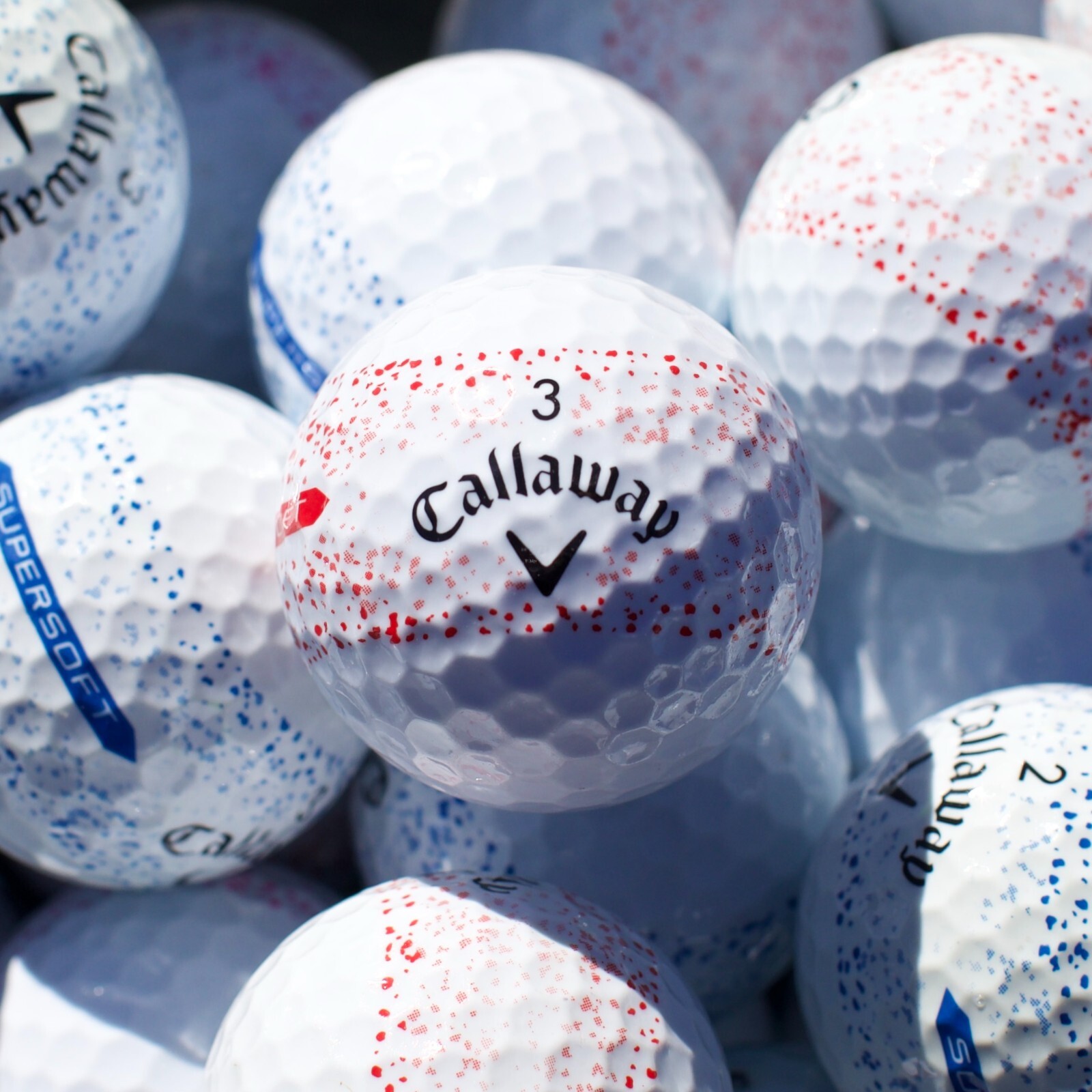 24 Callaway Supersoft Splatter 360 Used Golf Balls 5A/4A Quality - FREE SHIPPING