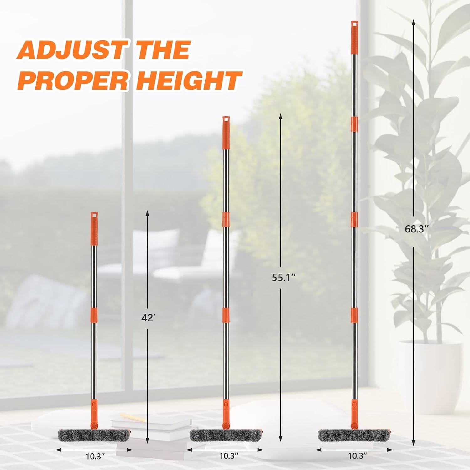 Professional 2 in 1 Window Squeegee with 68" Long Stainless Steel