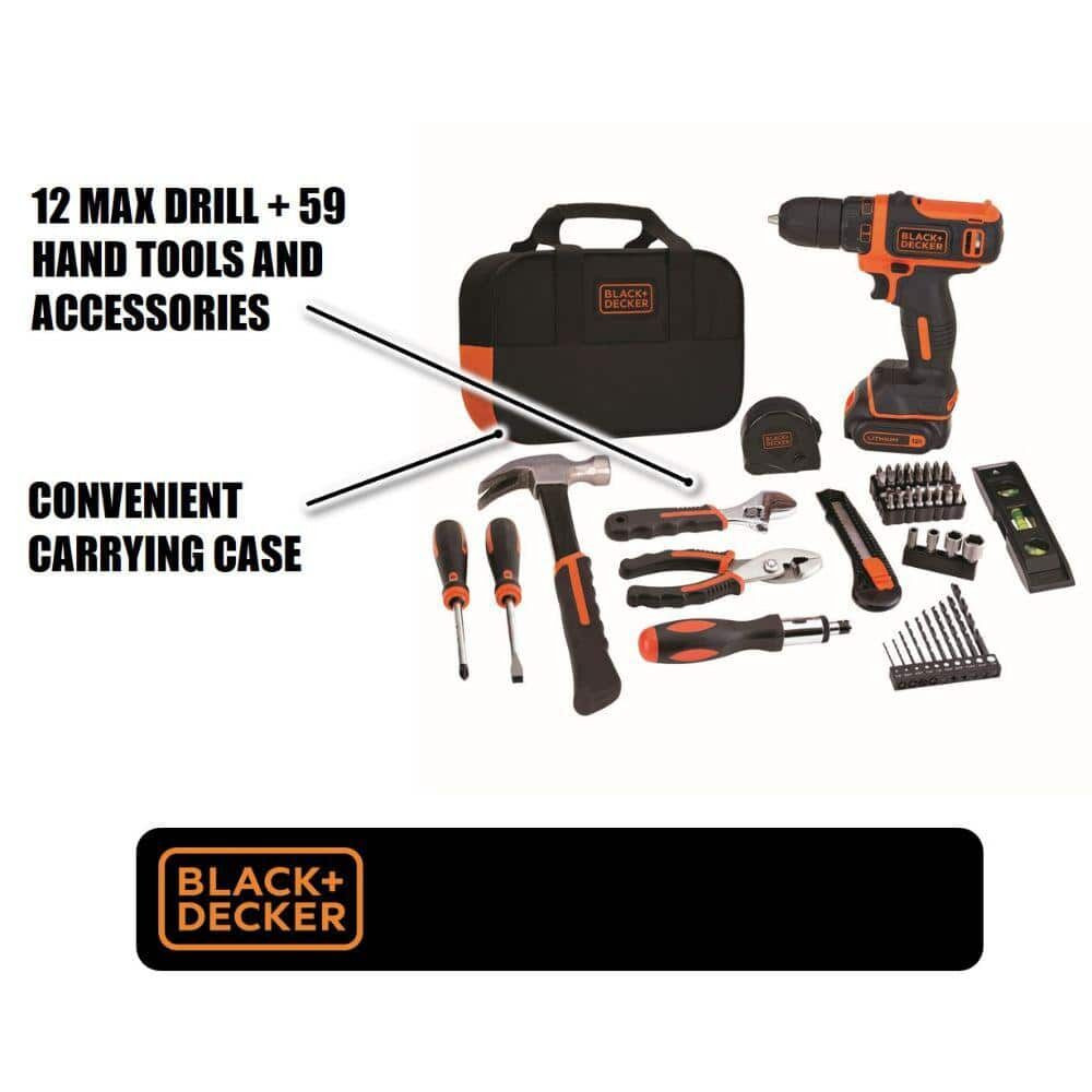 BLACK+DECKER 12v Max* Lithium Ion Drill/Driver Project Kit - BDCDD12PK