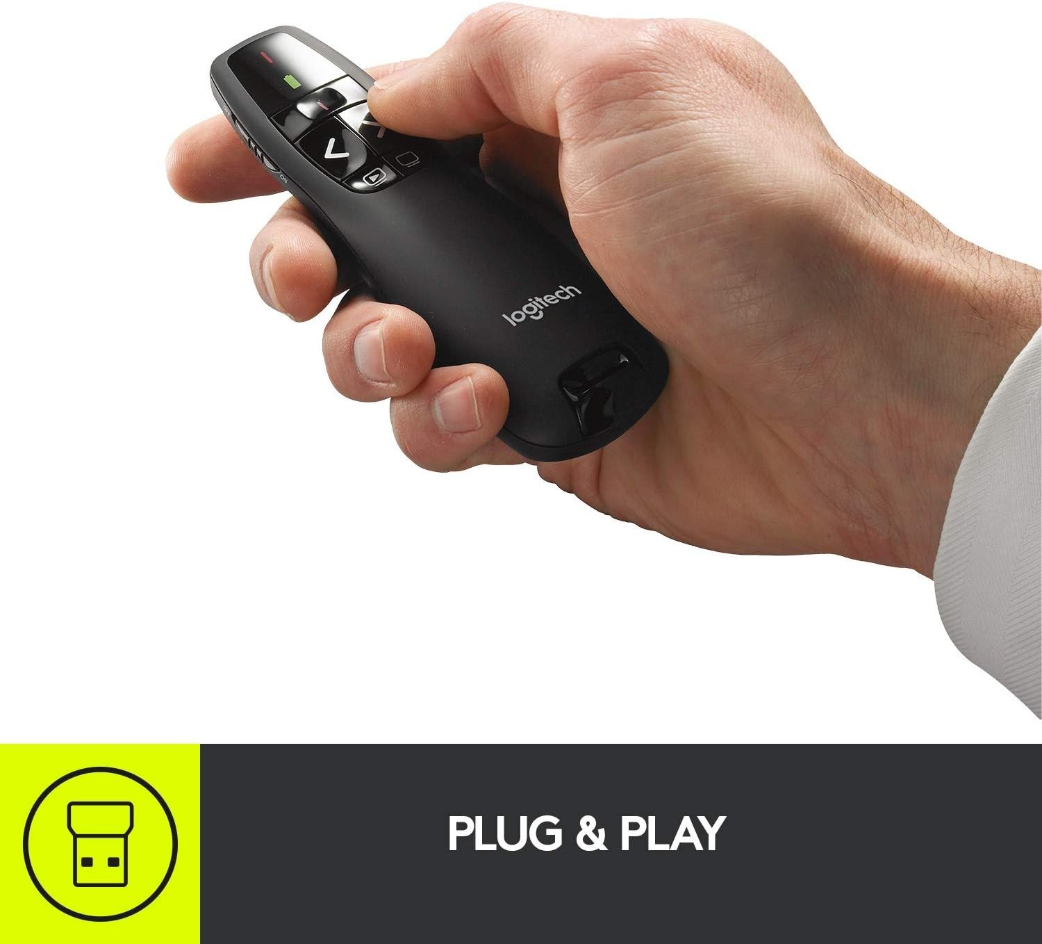 Wireless Presenter R400, USB-A PowerPoint Clicker with Laser Pointer, Wireles...