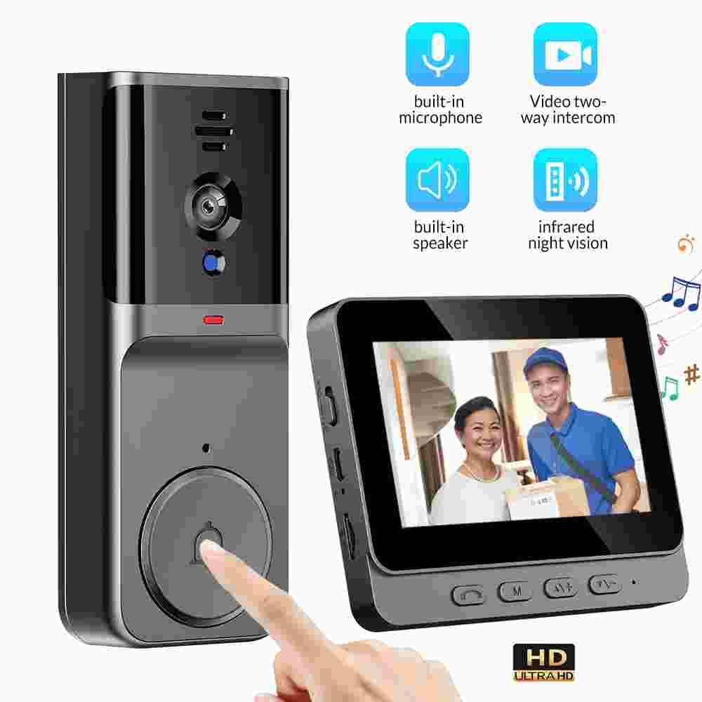 2.4G Wireless Smart Visual Intercom Video Doorbell Camera Monitor for Home US